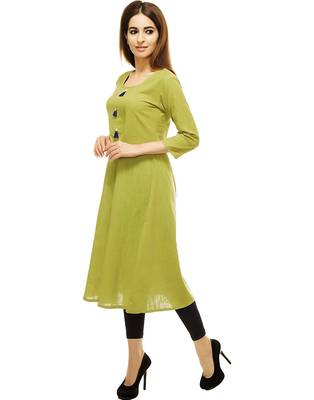 Teal-green plain cotton cotton-kurtis 2