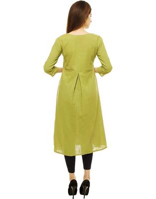 Teal-green plain cotton cotton-kurtis 3