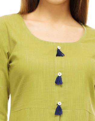 Teal-green plain cotton cotton-kurtis 4