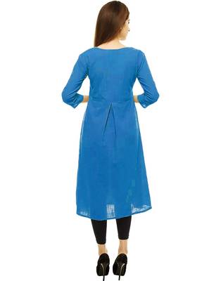 Sky-blue plain cotton cotton-kurtis 3