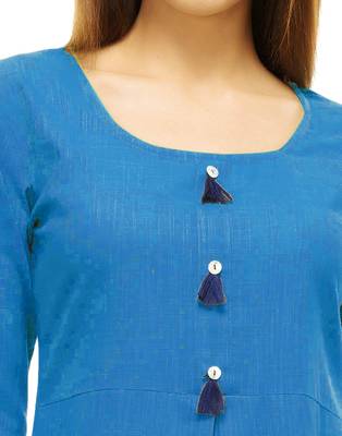 Sky-blue plain cotton cotton-kurtis 4