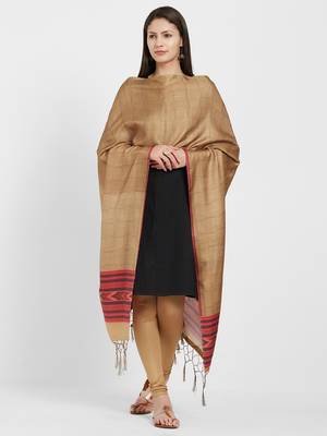 Beige Pashmina Silk Printed Checkered Only Dupatta 2