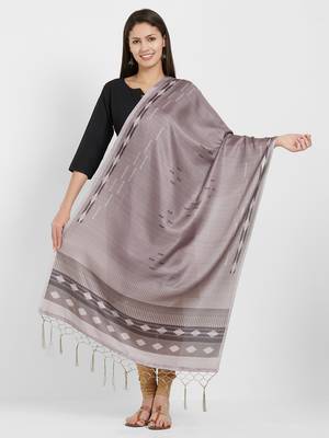 Grey Pashmina Silk Printed geometric_print Only Dupatta 1
