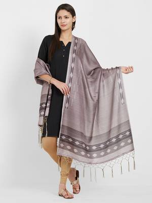 Grey Pashmina Silk Printed geometric_print Only Dupatta 2