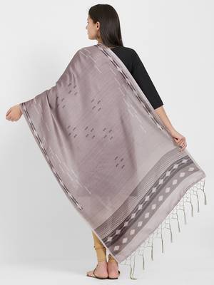 Grey Pashmina Silk Printed geometric_print Only Dupatta 3