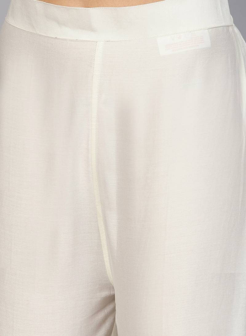 Yellow & Cream Cotton Foil Print Kurta Palazzo Set