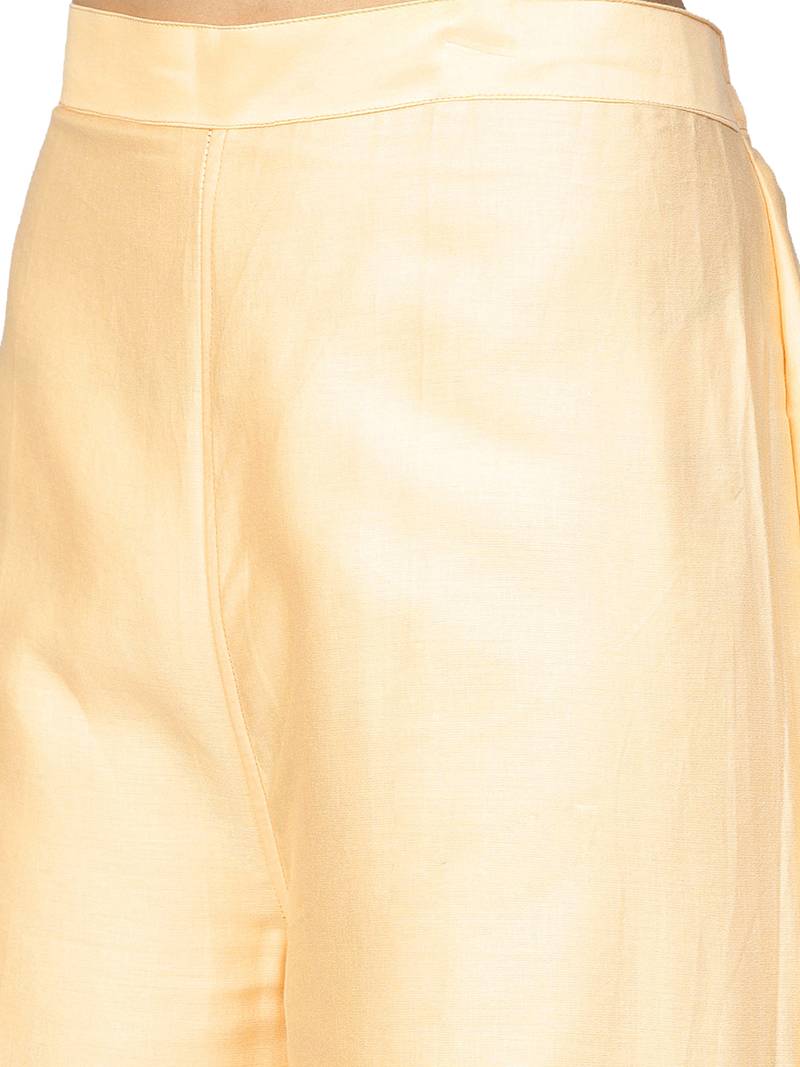 Grey & Yellow Cotton Foil Print Kurta Palazzo Set