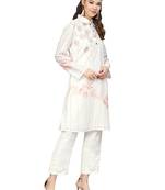 Cream & Black Cotton Blend Striped Kurta Palazzo Set