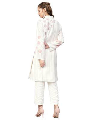Cream & Black Cotton Blend Striped Kurta Palazzo Set 3