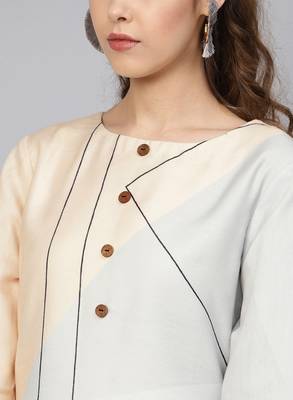 Off White & Black Cotton Blend Striped Kurta Palazzo Set 4