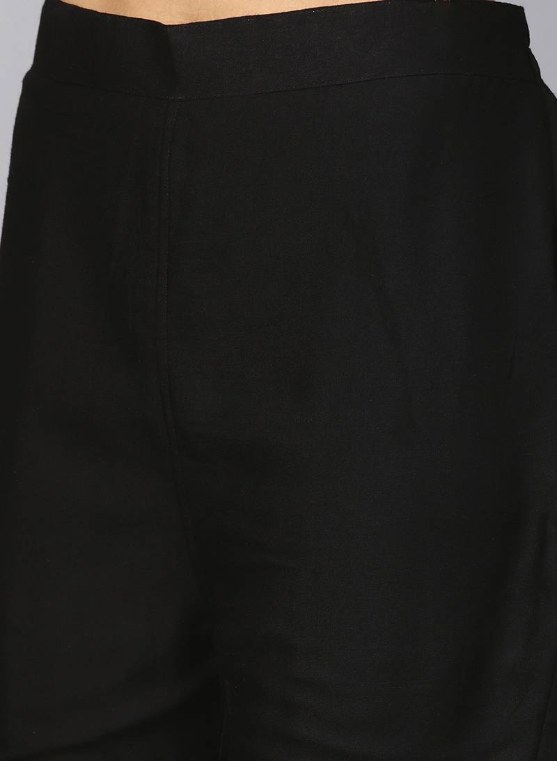 Off White & Black Cotton Blend Striped Kurta Palazzo Set