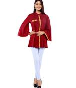 Maroon Rayon Flex Solid Tunics Top