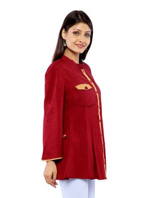 Maroon Rayon Flex Solid Tunics Top 3