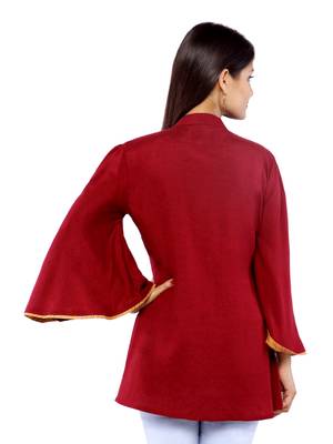 Maroon Rayon Flex Solid Tunics Top 5