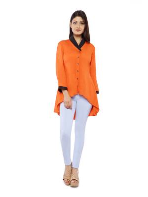 Orange Rayon Flex Solid Tunics Top 1