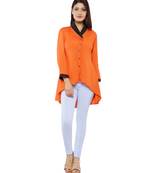 Orange Rayon Flex Solid Tunics Top