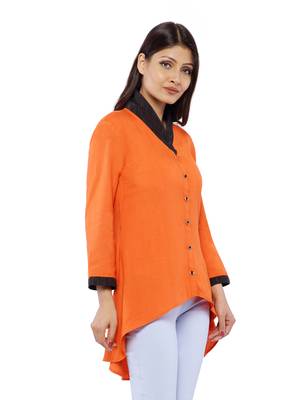 Orange Rayon Flex Solid Tunics Top 3