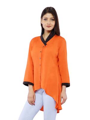 Orange Rayon Flex Solid Tunics Top 4