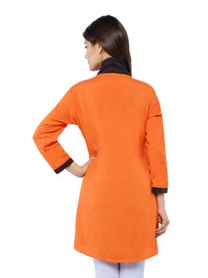 Orange Rayon Flex Solid Tunics Top 5