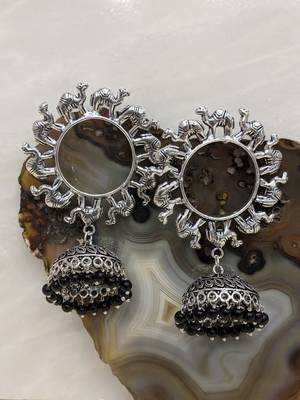Afghani Antique Silver Oxidised Plated Tribal Jhumki Traditional Camel Animal Dangle Drop Earrings 1