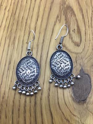 Fashion Stylish Antique German Silver Oxidised Plated Tribal Fancy Love Cute Round  Hook Earrings 1