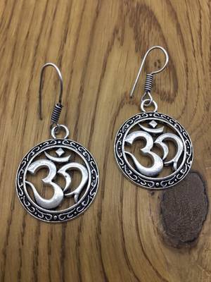 Afghani Antique Silver Oxidised Plated Jhumki Traditional Tribal Om Namah Shivay Dangle Drop Earrings 1