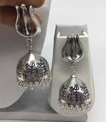 Afghani Antique Silver Oxidised Plated Jhumki Traditional Tribal Om Namah Shivay Dangle Drop Earrings