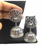 Afghani Antique Silver Oxidised Plated Jhumki Traditional Tribal Bird Statement Dangle Drop Earring