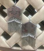 Fancy Stylish Antique German Silver Oxidised Plated Tribal Sanskrit Shlokh Lightweight Hook Earrings