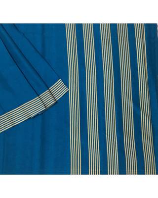 Blue woven cotton silk saree with blouse 2