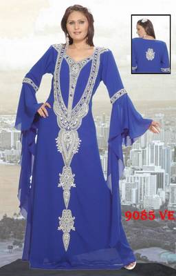 Royal-blue embroidered georgette islamic-kaftans 1