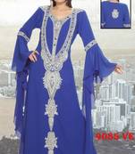 Royal-blue embroidered georgette islamic-kaftans