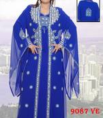Royal-blue embroidered georgette islamic-kaftans