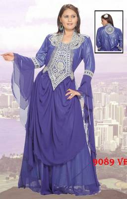 Navy-blue embroidered georgette islamic-kaftans 1