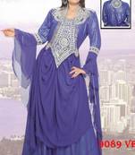 Navy-blue embroidered georgette islamic-kaftans