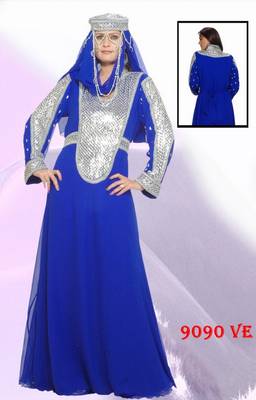Royal-blue embroidered georgette islamic-kaftans 1