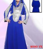Royal-blue embroidered georgette islamic-kaftans
