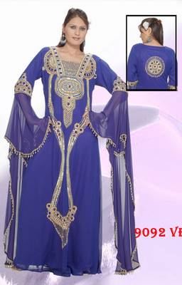 Navy-blue embroidered georgette islamic-kaftans 1