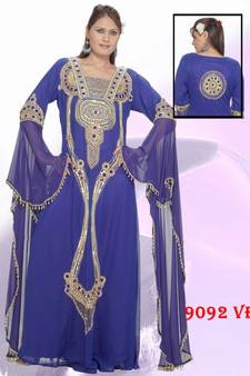 Navy-blue embroidered georgette islamic-kaftans