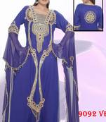 Navy-blue embroidered georgette islamic-kaftans