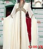 Off-white embroidered georgette islamic-kaftans