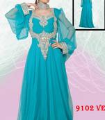 Aqua Blue Georgette Stone Work Kaftan