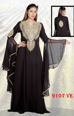 Black embroidered georgette islamic-kaftans 1