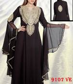 Black embroidered georgette islamic-kaftans