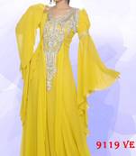 Yellow embroidered georgette islamic-kaftans