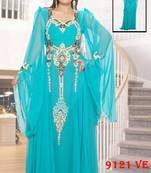Aqua Blue Georgette Stone Work Kaftan Dress