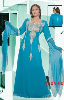 Blue embroidered georgette islamic-kaftans 1