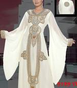 Off-white embroidered georgette islamic-kaftans