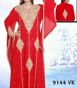 Red embroidered georgette islamic-kaftans