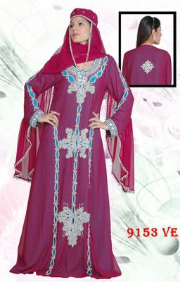 Wine embroidered georgette islamic-kaftans 1